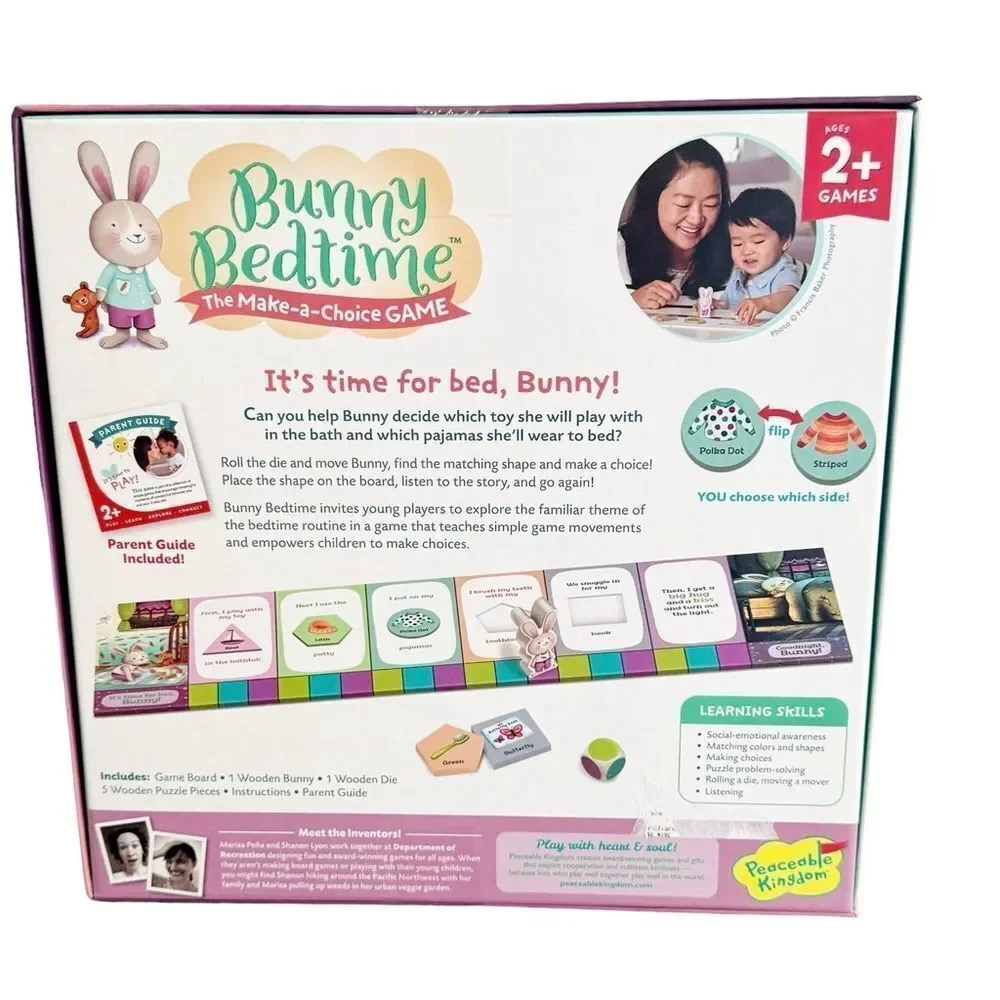 Peaceable Kingdom Bunny Bedtime Make A Choice Board Game. Ages 2+. NEW.